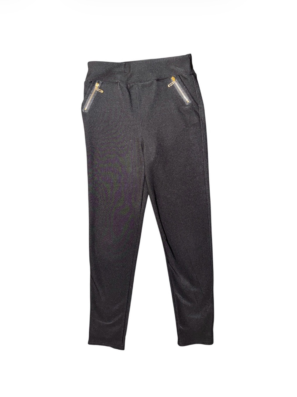 shosho Black Girls' Leggings with Gold Zip Details